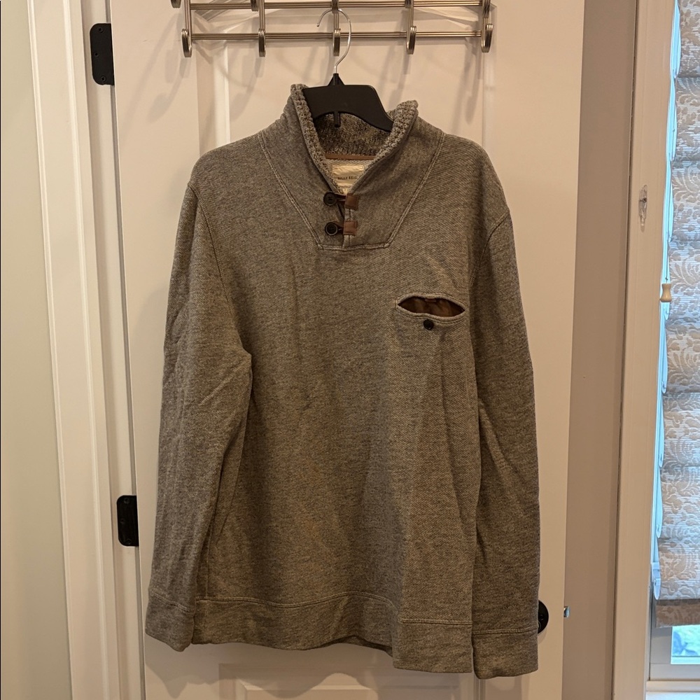 Billy Reid Textured Gray Sweater with Button Collar